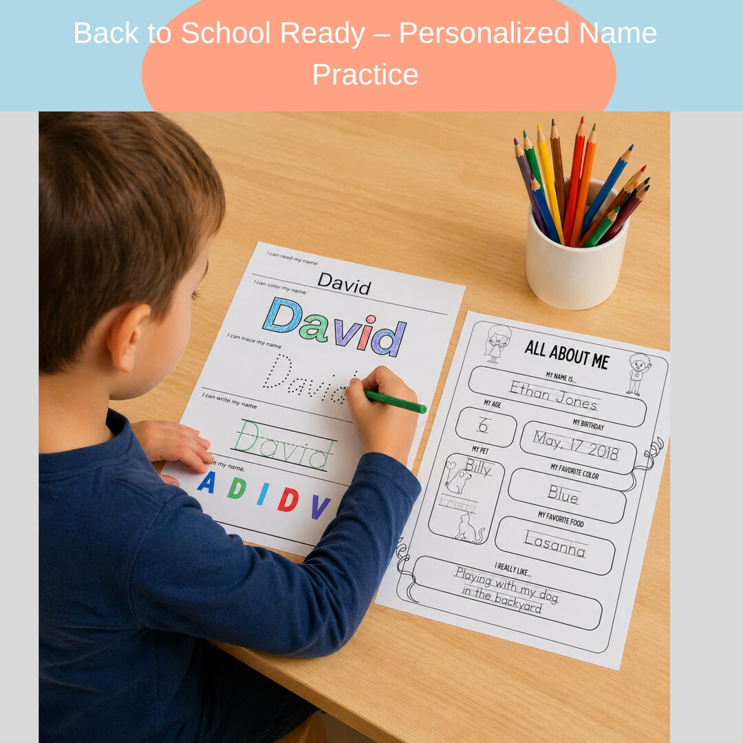 Personalized Name Tracing Worksheet | Back to School Preschool Activity ...