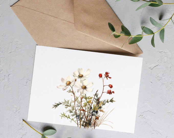 Watercolor Botanical Mini Notecards for Gifting - Set of 36