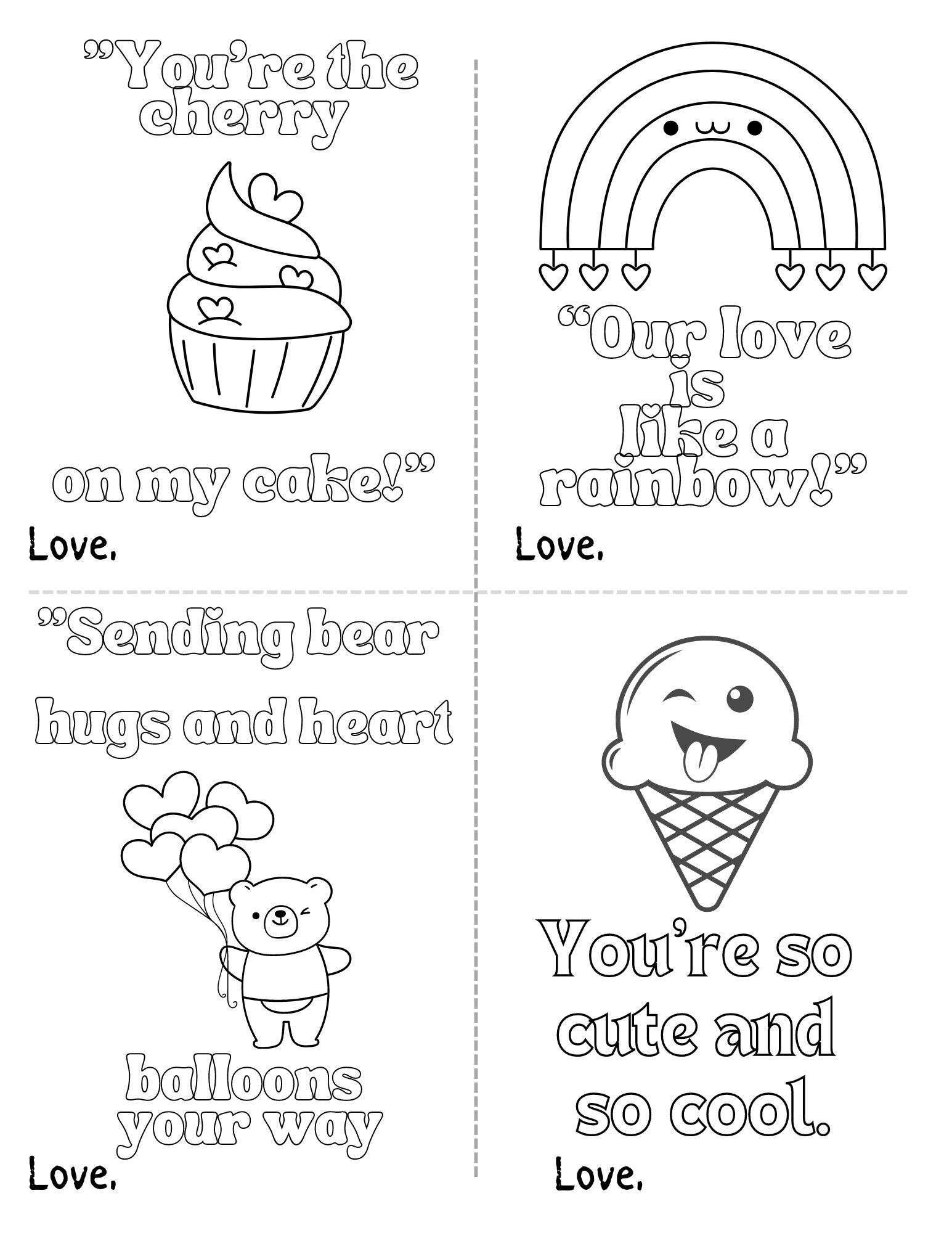 Printable Valentines Cards Preschool Printable Color Your Cute Valentine s Cards Class