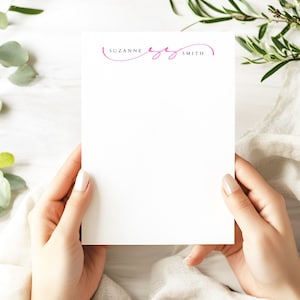 Personalized Notepad with Script Monogram – Custom Modern Stationery, Pretty Monogrammed Note Pad for Gift & Office Use