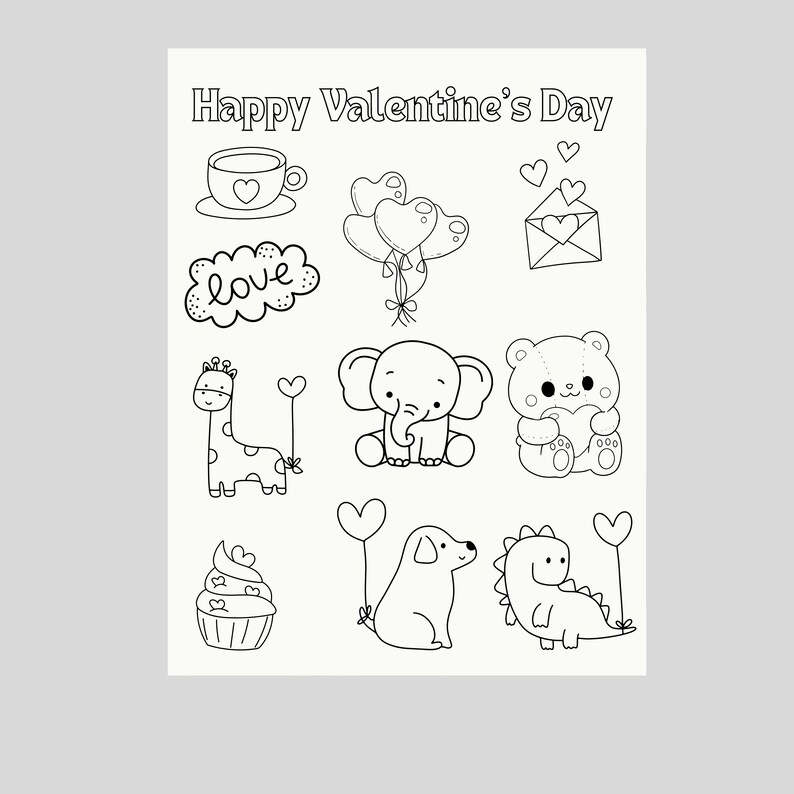 Printable Valentines Cards, Preschool Printable, Color Your Cute ...