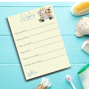 Deseos personalizados para bebé / Tarjetas de baby shower / para niño para niña Bebé Zoo safari Tarjeta de deseos personalizada
