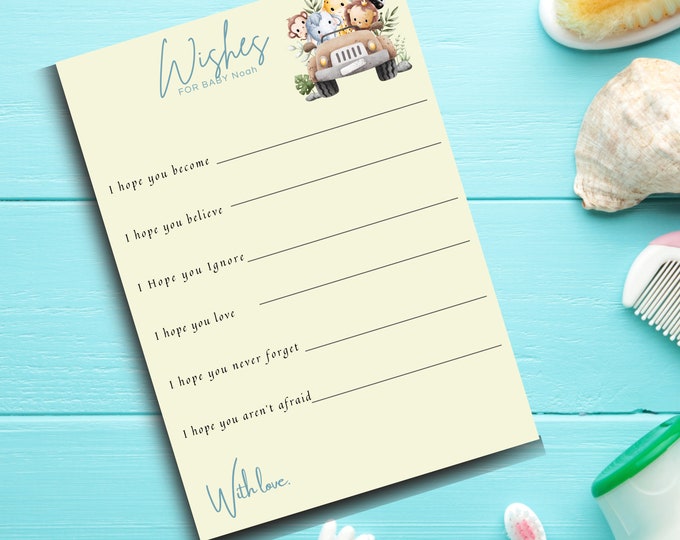 Personalized Wishes For Baby | Baby Shower Cards | for boy for girl Baby Zoo safari Personalized Wish card