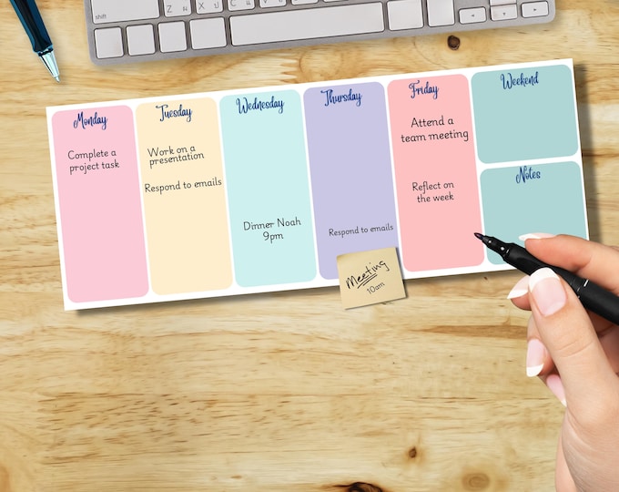 Colorful Weekly Keyboard Planner Pad | Vibrant Desk Notepad for To-Do Lists & Effective Organization