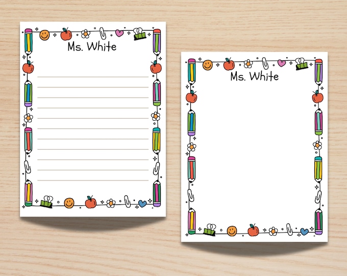 Teacher Appreciation Custom Notepad Gift - Back to School, Teacher Christmas Gift, Personalized Notepad with Name