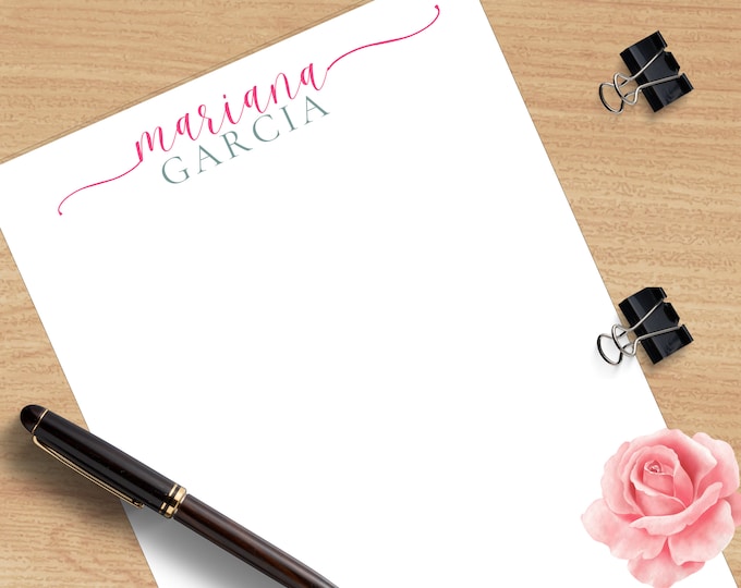 Personalized Notepad Custom Monogram Writing Pad Custom Name Stationery Unique Gifts for Teachers & Birthdays