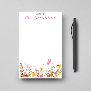 Bloco de notas floral personalizado, bloco de notas floral personalizado para mulheres, bloco de notas de flores silvestres, artigos de papelaria para jardim, presente para qualquer ocasião/conjunto de presentes
