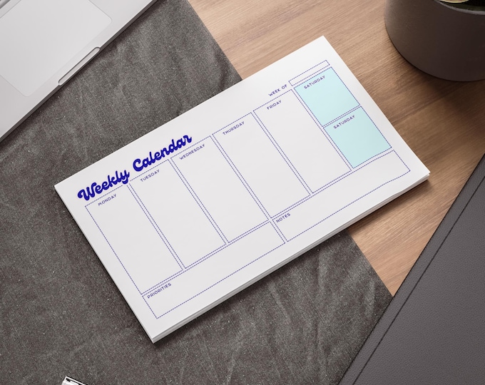 Weekly Planner Notepad, Stay Organized, Cute Stationery, Desk Accessories, Gift for Students, Teachers, Office Supplies Blue