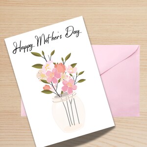 Muttertagskarte Gefaltet, Aquarell Blumen Design, 5x7 Hochwertiger Karton, Begrüßung mit Umschlag Perfekte Mutter Geschenk