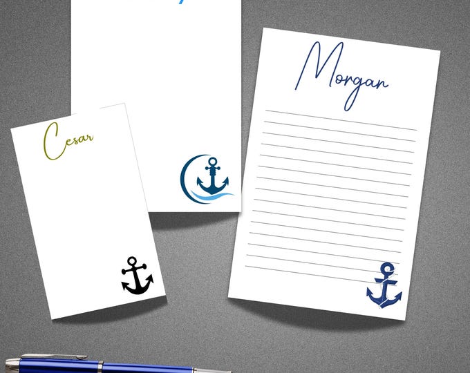 Personalized  Anchor Notepad /From the Desk of Notepad for Him/ Customized Notepads - Stationery masculine Gifts