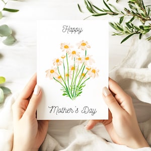Muttertagskarte Gefaltet, Aquarell Blumen Design, 5x7 Hochwertiger Karton, Begrüßung mit Umschlag Perfekte Mutter Geschenk