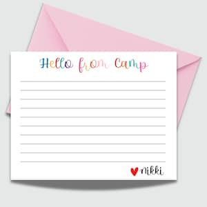 Sommer Camp - personalisierte Hallo Lager Karte / flache Karte für Kinder / Camp Dankeschön, personalisiertes Briefpapier, Briefe von zu Hause Camp