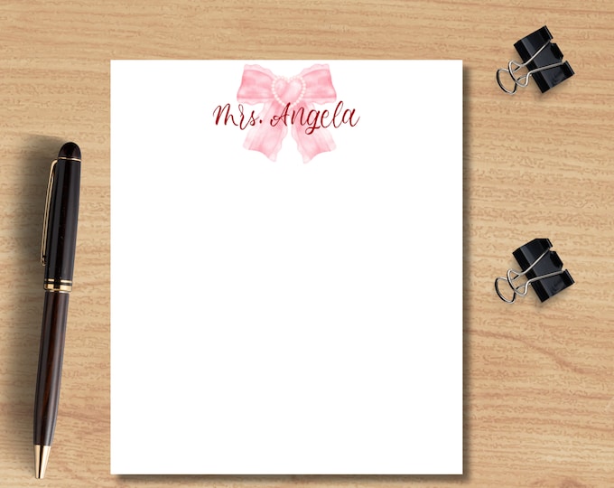 Teacher Appreciation Notepad, cute Coquette Style for Gift/Personalized Notepad, a Gift for Teachers