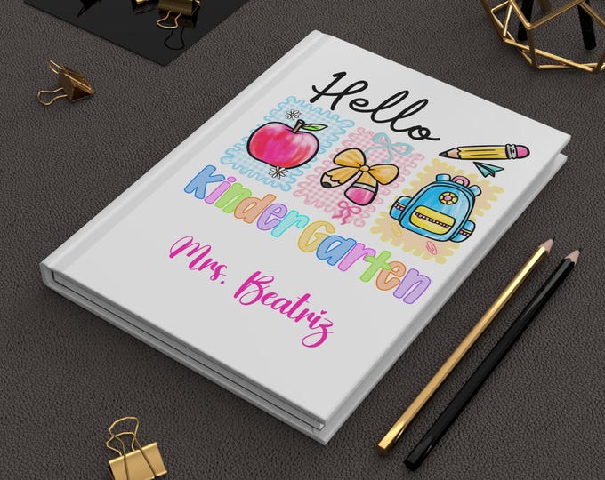 Personalized Kindergarten Journal, Cute School Supplies Diary, Teacher Planner, Back to School Gift, Educational Notebook