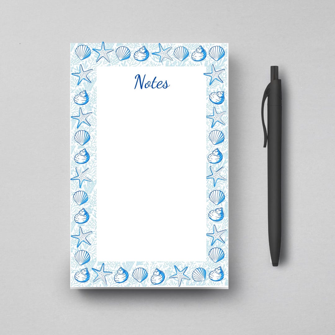 Shell Notepad Custom Name Notepad/ Shell Notepad / Personalized Notepad/ocean Themed ...