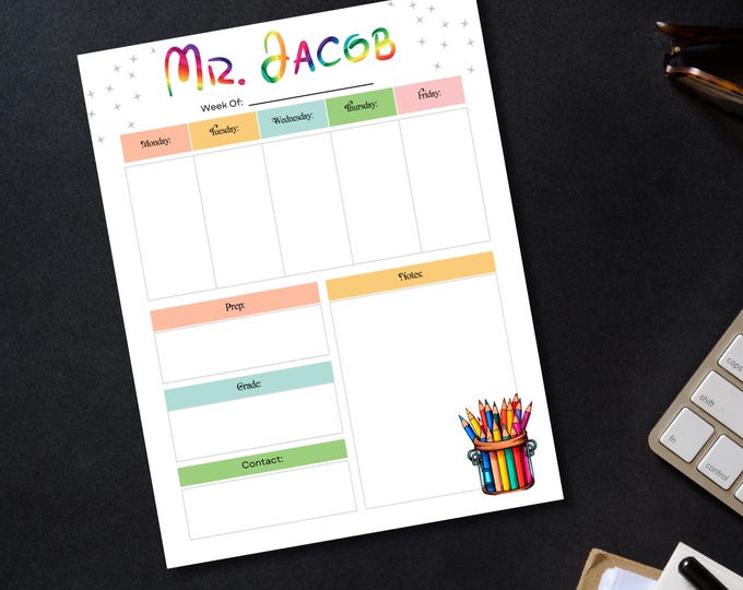 Weekly To Do List, Teacher Gift, Personalized Teacher Gifts, School Staff Gift Customized To Do List Notepad | Back to school /Notepad