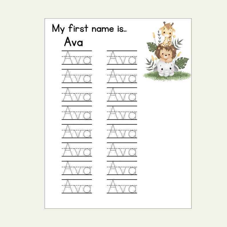 Personalized Name Tracing Page for Kids Printable Handwriting Practice ...