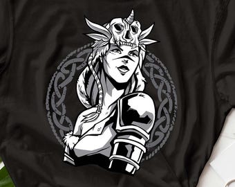 Viking Shieldmaiden-T-shirt: Noorse mythologie krijgervrouw