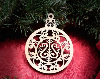 Laser Cut "Christmas Ball" Wood Ornament