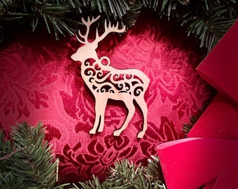 Laser Cut "Reindeer" Wood Ornament