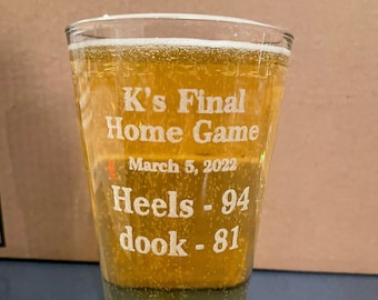 Vaso de pinta de la UNC, Carolina Tar Heels, Blue Devils, Baloncesto universitario, Juego de rivalidad