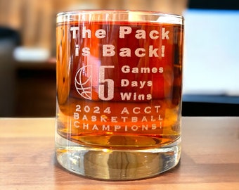 5 Wins, College Basketball, Rocks glass, nc state, pack is back,championship