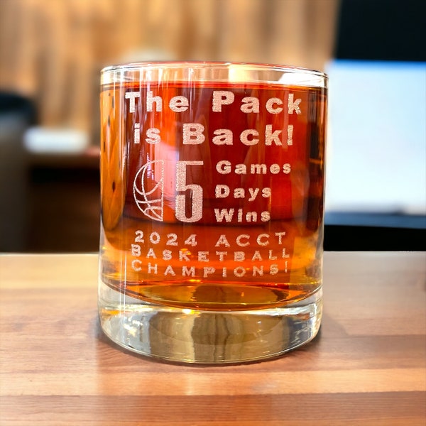 5 Wins, College Basketball, Rocks glass, nc state, pack is back,championship