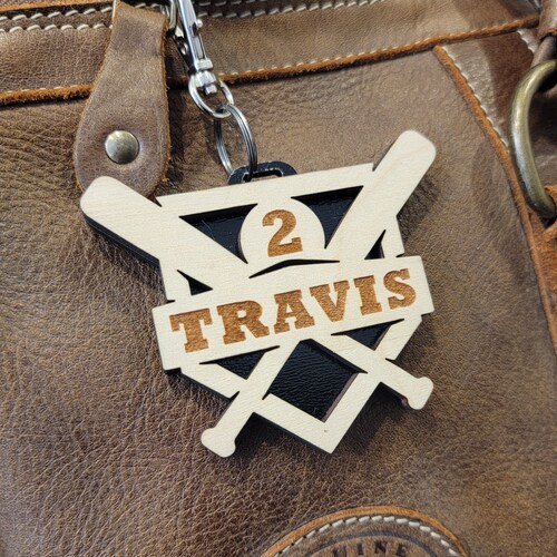 Baseball Bag Tag Keychain Bag Tag Baseball Name Tag Etsy