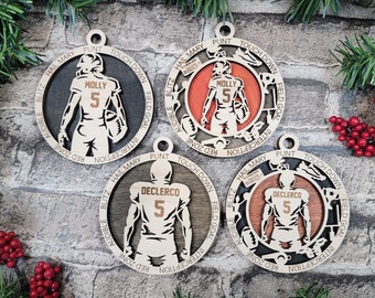 Football All-Star Ornament Laser Engraved