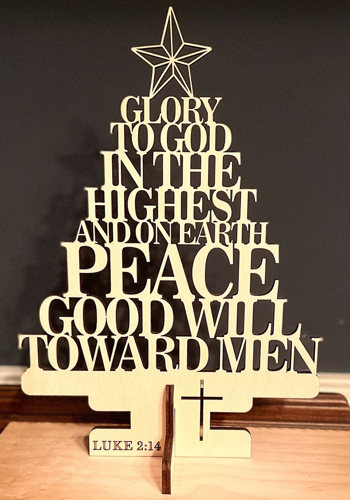 Christmas Tree Scripture Sign luke 214 Laser Cut Wood Etsy