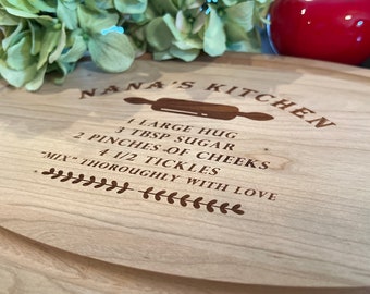 Laser Engraved Oval Cherry Cutting Board 9x12"