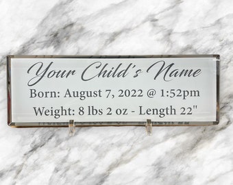 Birth Sign, Name Plate Sign, Glass Sign