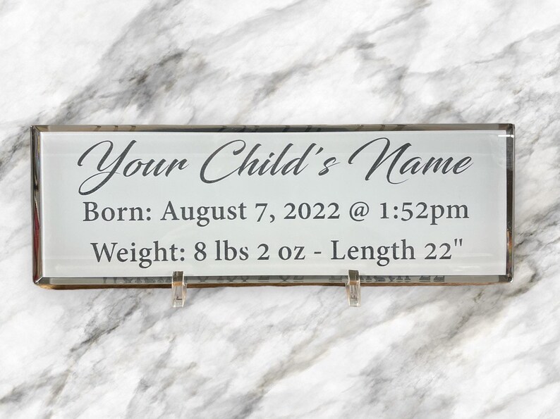 Birth Sign, Name Plate Sign, Glass Sign image 1