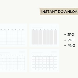 Blank Calendar, Printable Calendar, Minimal Calendar, Simple Calendar ...