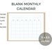 Blank Calendar, Printable Calendar, Minimal Calendar, Simple Calendar ...