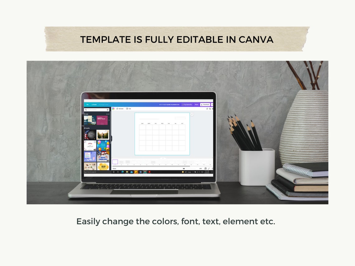 Blank Calendar, Printable Calendar, Minimal Calendar, Simple Calendar ...
