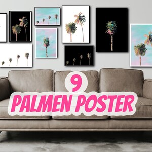 Palm tree poster handmade in gouache | digital download