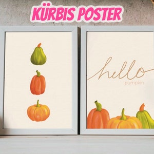 Pumpkin Home Decor, Printable Poster Set, Fall Home Decor, Fall Art Poster, Fall Gouache, Pumpkin Wall Decor, Fall Wall Art