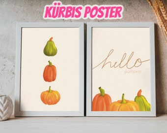 Pumpkin Home Decor, Printable Poster Set, Fall Home Decor, Fall Art Poster, Fall Gouache, Pumpkin Wall Decor, Fall Wall Art