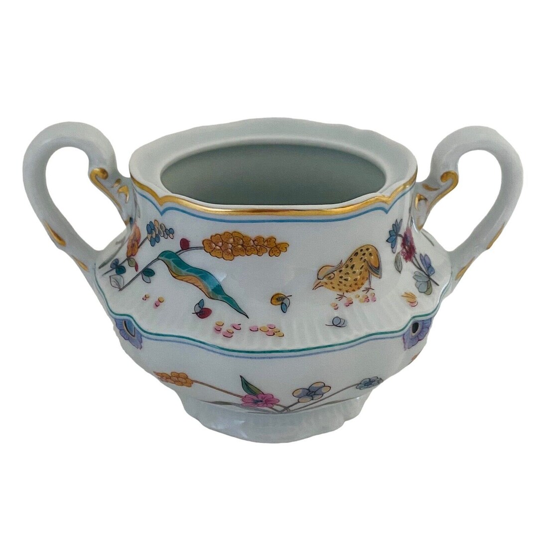 Vintage Limoges Haviland Golden Quail Sugar Bowl With Handles Etsy