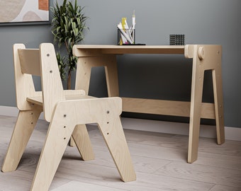 Montessori furniture. Toddler table. Kids table and chair