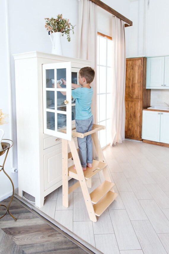 Learning Tower No Varnish. Kitchen Helper. Montessori Tower. Kitchen Helper Tower. Montessori Furniture. Footstool Etsy Norway