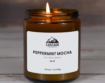 Peppermint Mocha Candle, Coffee Lover Gift, Aromatherapy Candle, Winter Soy Wax Candle, Luxury Fall Candle, Modern Fall Candle, Cozy Candle