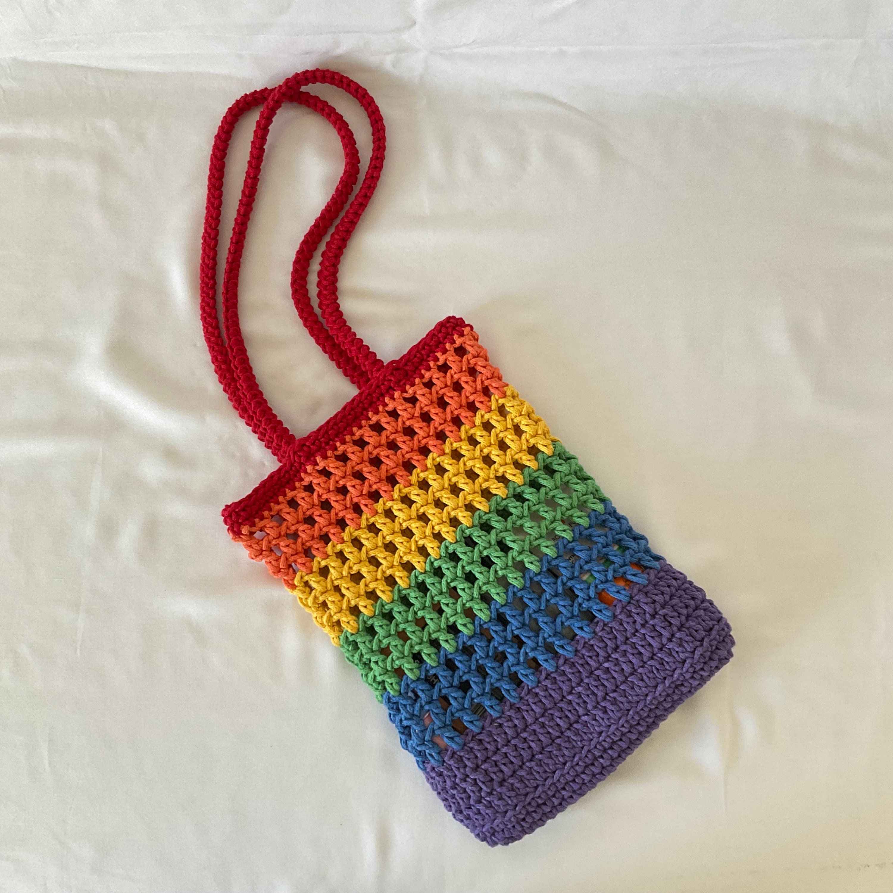 Fame Rainbow Crochet Knit Tote Bag main image 0
