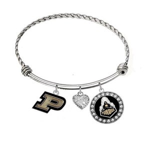 Purdue Boilermakers Adjustable Bangle Bracelet with 3 Charms