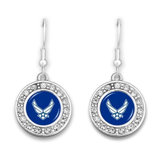 U.S. Air Force® Earrings Small Crystal Round Etsy