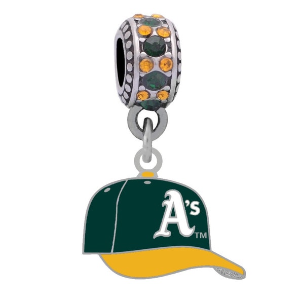 Oakland Athletics Baseball Cap Charm With Connector Bead