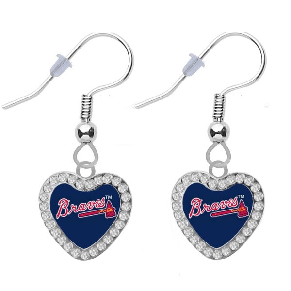 Atlanta Braves Crystal Heart Earrings