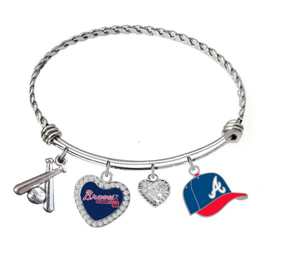 Atlanta Braves Adjustable Bangle Bracelet With 4 Charms Etsy