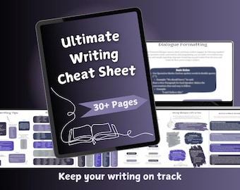 Writing Cheat Sheet | Digital and Printable | Author's Workbook | Synonyms, Verbs, Adjectives, Dialogue, Character Profile | Templates